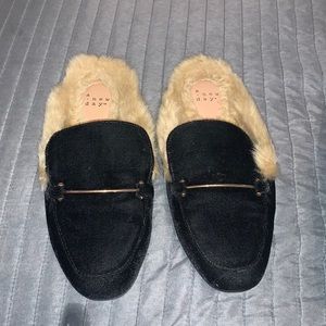 A New Day Faux Velvet and Fur Mules
